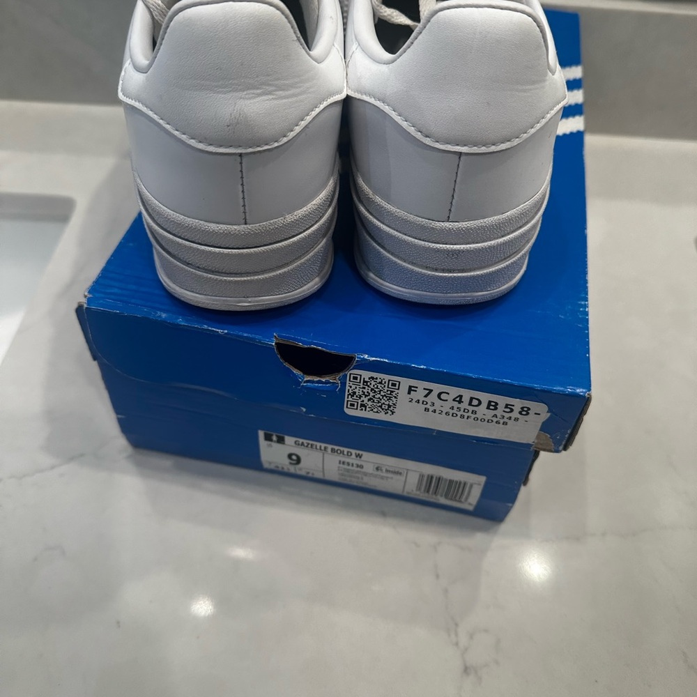 Adidas Women's Gazelle Bold Platform White Sneakers - Picture 3 of 5